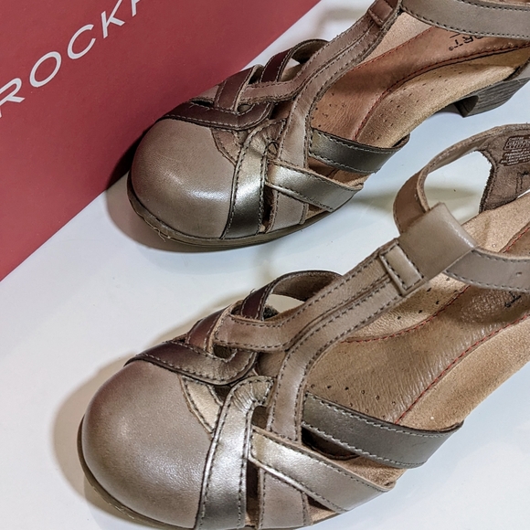 Rockport Cobb Hill Aubrey Khaki Multi Color. Leather Wedge heel. Women's Size 5. - Picture 6 of 14